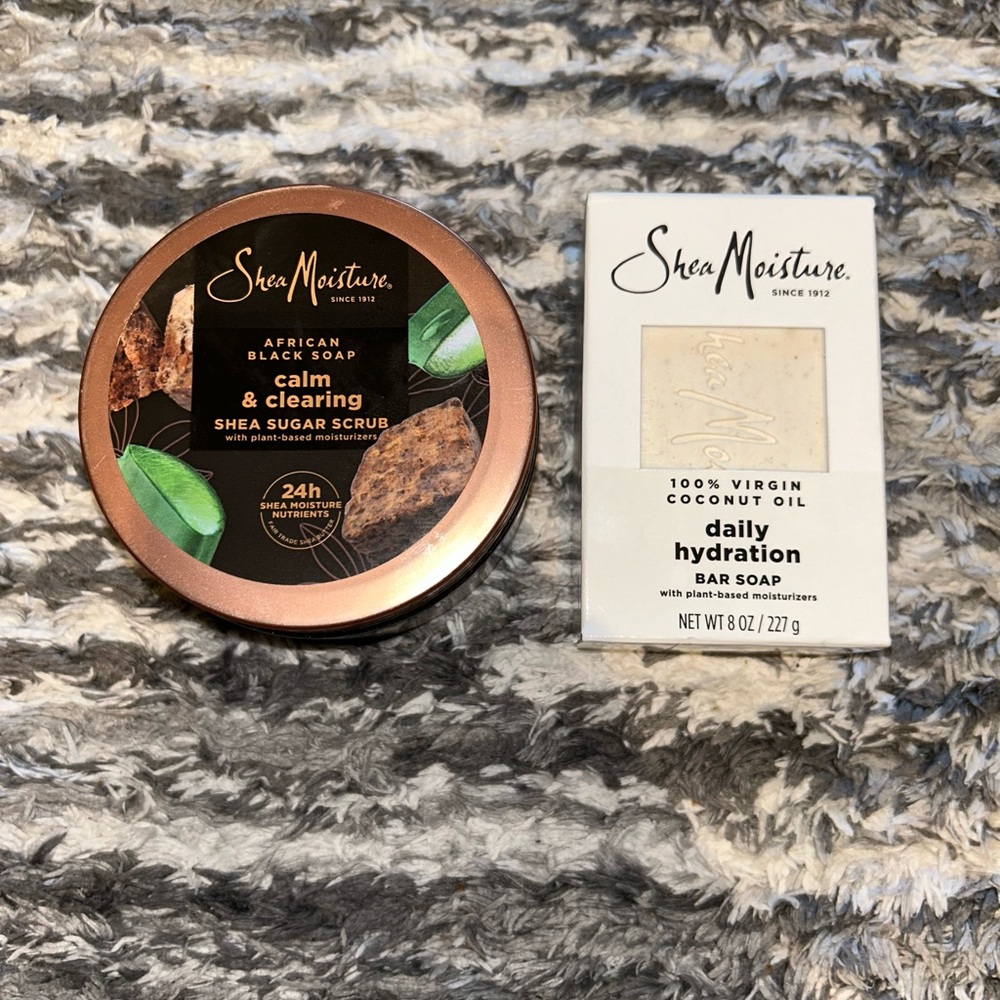 SheaMoisture Black Soap Scrub and Coconut Oil Soap Set